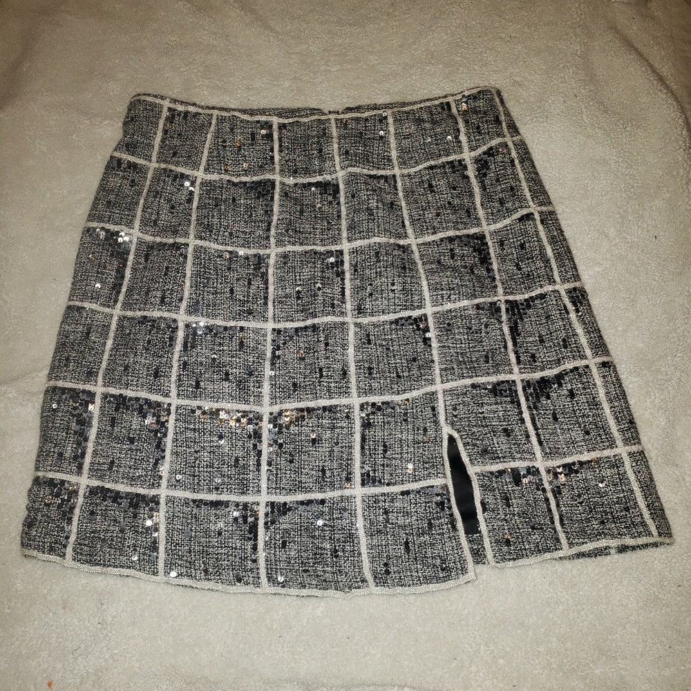 Pink Tartan Sequin Skirt